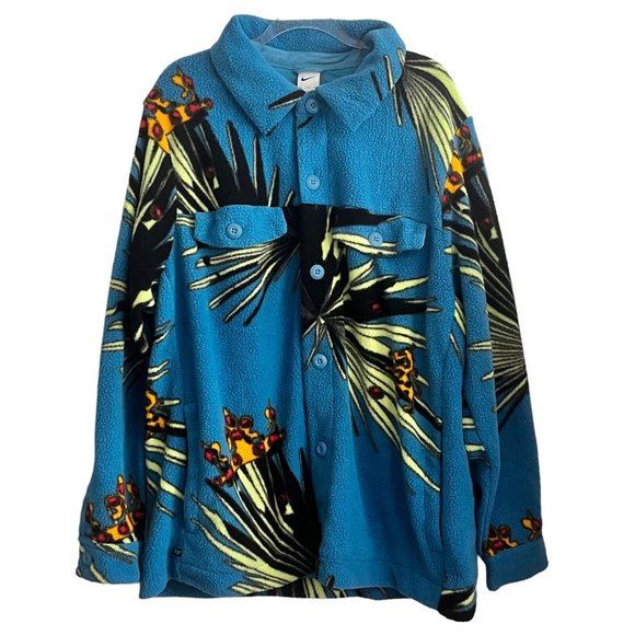 NEW Nike Lebron Sherpa Jacket Button-up Shirt Dutch Blue Loose Fit DA6707-469 XX - Picture 1 of 6